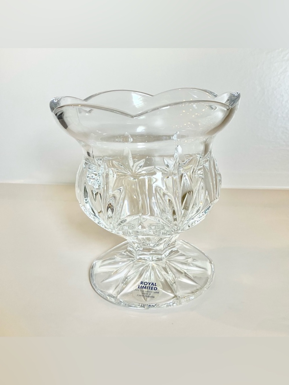 Royal Limited 24% Lead‎ Crystal Pedestal Vase/ Candy Dish/ Candle Holder